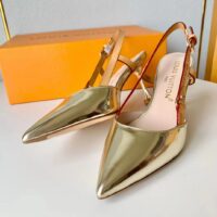 Louis Vuitton LV Women Blossom Slingback Pump Light Gold Metallic Calf Leather Cowhide (12)