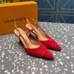 Louis Vuitton LV Women Blossom Slingback Pump Red Suede Baby Goat Leather Cowhide - immagine 4