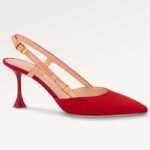 Louis Vuitton LV Donna Blossom Slingback Pump Rosso Scamosciato Pelle di Capra Pelle di Vacchetta