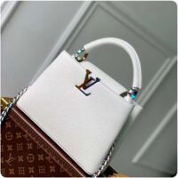 Louis Vuitton LV Women Capucines BB Handbag Snow White Taurillon Leather Cowhide Lining (4)