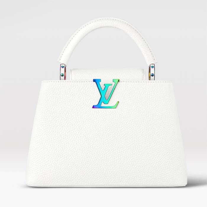 Louis Vuitton LV Women Capucines BB Handbag Snow White Taurillon Leather Cowhide Lining