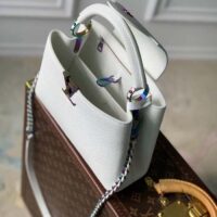 Louis Vuitton LV Women Capucines BB Handbag Snow White Taurillon Leather Cowhide Lining (4)