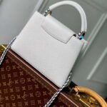 Louis Vuitton LV Women Capucines BB Handbag Snow White Taurillon Leather Cowhide Lining - Imagen 4