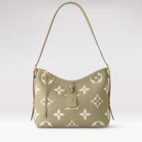 Louis Vuitton LV Women CarryAll PM Bag Light Khaki Cream Monogram Empreinte Embossed Grained Cowhide Leather (1)