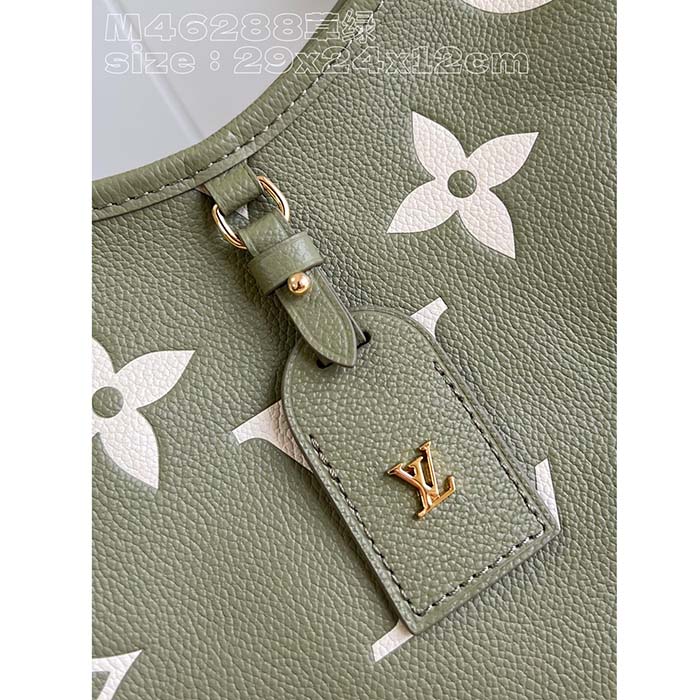 Louis Vuitton LV Women CarryAll PM Bag Light Khaki Cream Monogram Empreinte Embossed Grained Cowhide Leather (2)