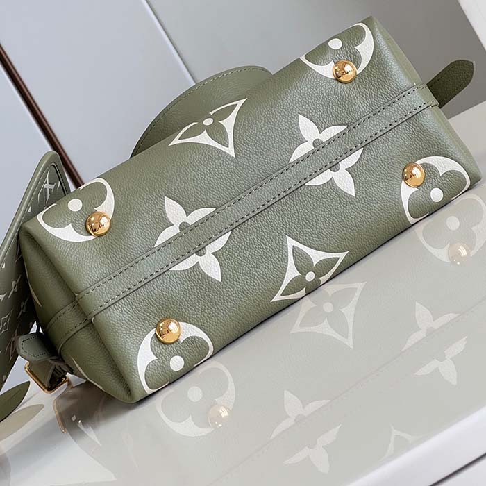 Louis Vuitton LV Women CarryAll PM Bag Light Khaki Cream Monogram Empreinte Embossed Grained Cowhide Leather (9)