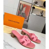 Louis Vuitton LV Women Isola Flat Mule Pink Calf Leather Circle Signature (2)