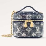 Louis Vuitton LV Damen Micro Vanity Blau Monoglam Beschichtetes Canvas Mikrofaserfutter