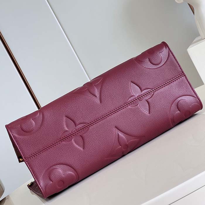 Louis Vuitton LV Women OnTheGo MM​ Wine Red Monogram Empreinte Embossed Grained Cowhide Leather (13)