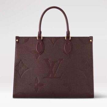 Louis Vuitton LV Women OnTheGo MM​ Wine Red Monogram Empreinte Embossed Grained Cowhide Leather
