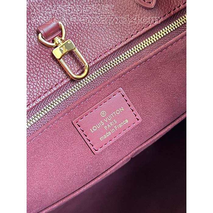 Louis Vuitton LV Women OnTheGo MM​ Wine Red Monogram Empreinte Embossed Grained Cowhide Leather (5)