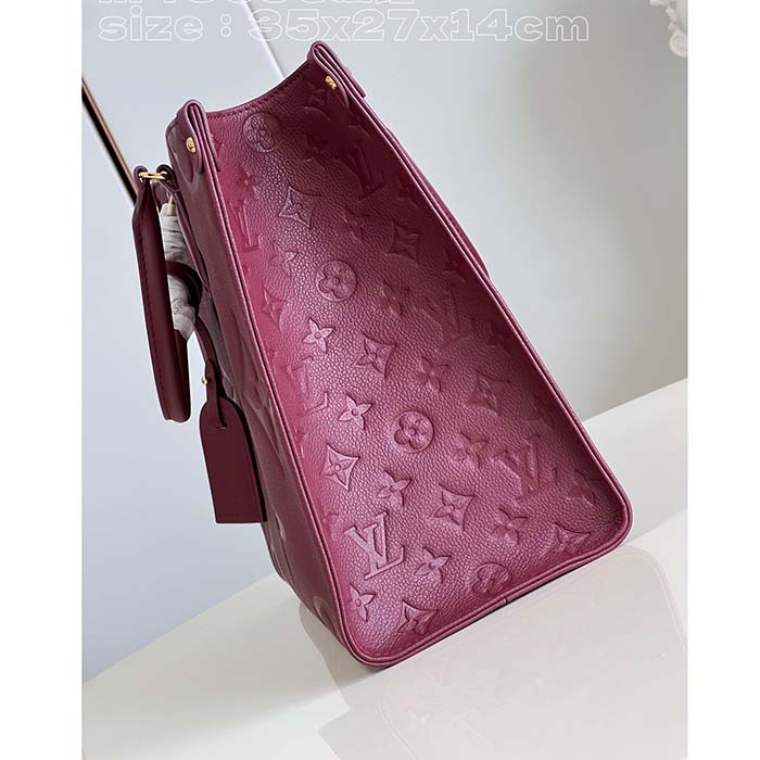 Louis Vuitton LV Women OnTheGo MM​ Wine Red Monogram Empreinte Embossed Grained Cowhide Leather (6)