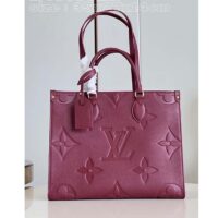 Louis Vuitton LV Women OnTheGo MM​ Wine Red Monogram Empreinte Embossed Grained Cowhide Leather (3)