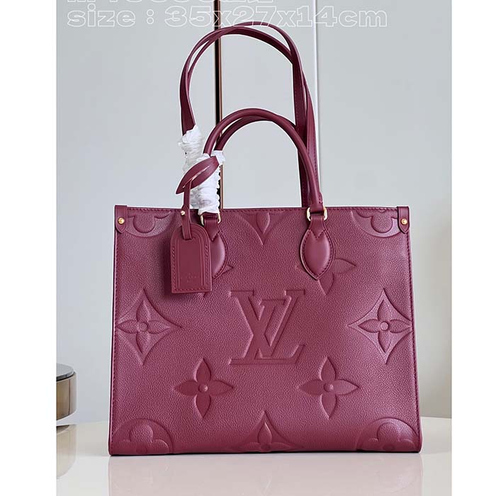 Louis Vuitton LV Women OnTheGo MM​ Wine Red Monogram Empreinte Embossed Grained Cowhide Leather (7)