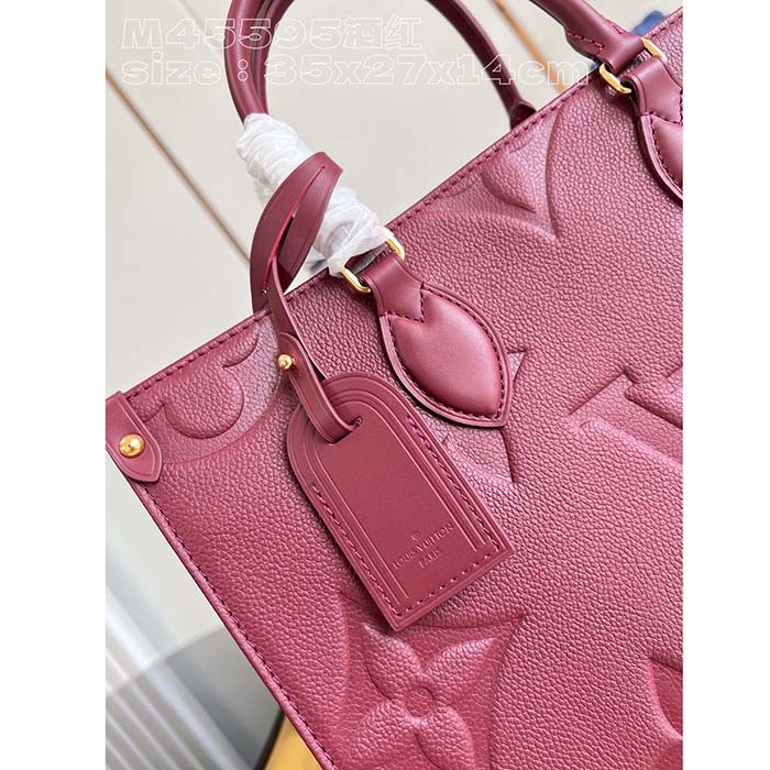 Louis Vuitton LV Women OnTheGo MM​ Wine Red Monogram Empreinte Embossed Grained Cowhide Leather (8)