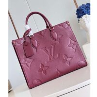 Louis Vuitton LV Women OnTheGo MM​ Wine Red Monogram Empreinte Embossed Grained Cowhide Leather (3)