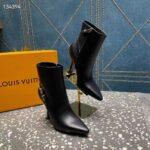 Louis Vuitton LV Women Sparkle Ankle Boot Black Lamb Leather Side Zip 9.5 CM Heel – Image 4