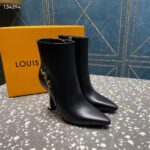 Louis Vuitton LV Women Sparkle Ankle Boot Black Lamb Leather Side Zip 9.5 CM Heel – Image 5