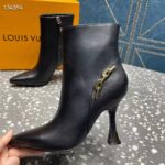 Louis Vuitton LV Women Sparkle Ankle Boot Black Lamb Leather Side Zip 9.5 CM Heel – Image 9