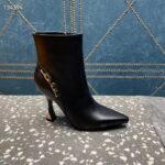 Louis Vuitton LV Women Sparkle Ankle Boot Black Lamb Leather Side Zip 9.5 CM Heel – Image 2