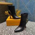 Louis Vuitton LV Women Sparkle Ankle Boot Black Lamb Leather Side Zip 9.5 CM Heel – Image 3