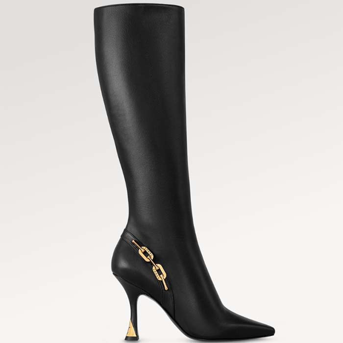 Louis Vuitton LV Women Sparkle High Boot Black Calf Leather Side Zip 9.5 CM Heel