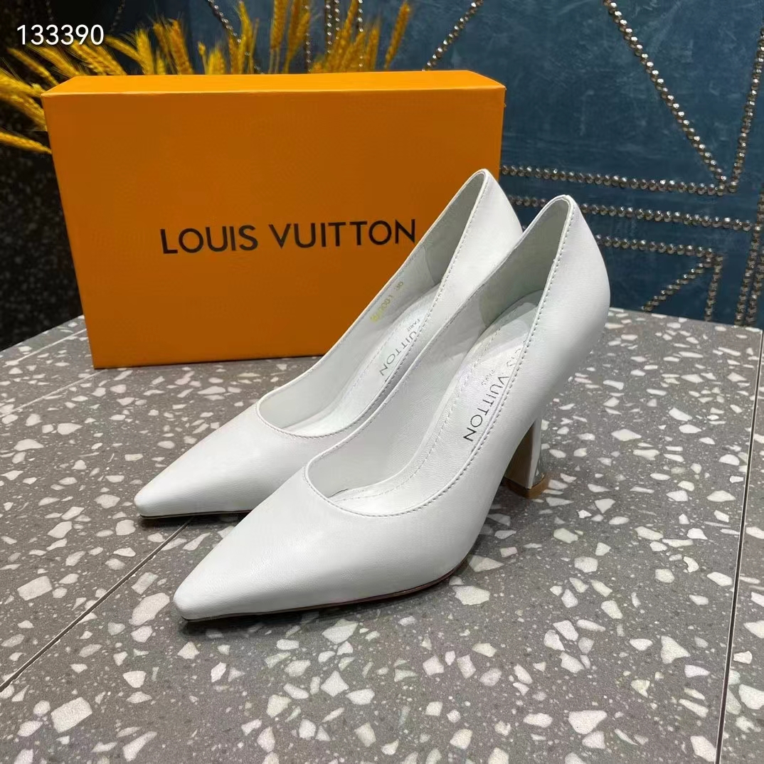 Louis Vuitton LV Women Sparkle Pump Ivory White Lamb Leather Outsole 9.5 Cm Heel (5)