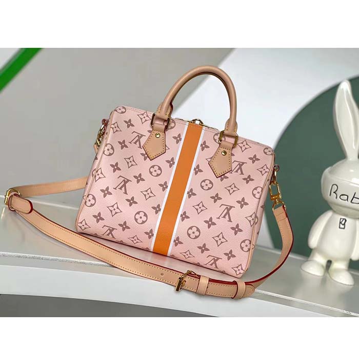 Louis Vuitton LV Women Speedy Bandoulière 25 Handbag Beige Ocher Monopaname Coated Canvas (1)