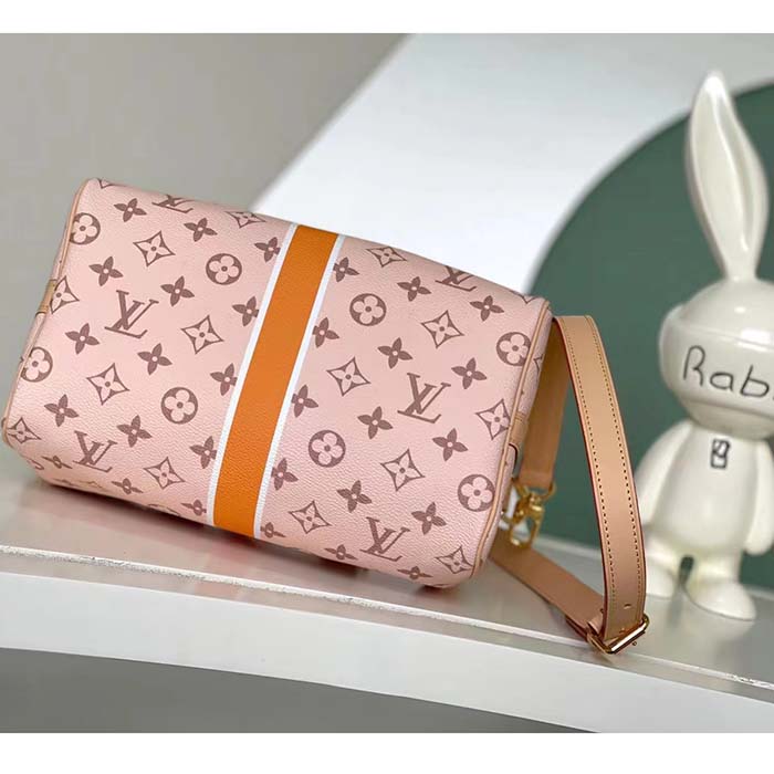 Louis Vuitton LV Women Speedy Bandoulière 25 Handbag Beige Ocher Monopaname Coated Canvas (3)