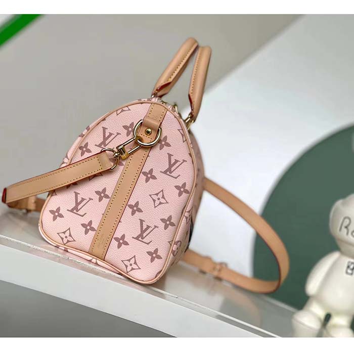 Louis Vuitton LV Women Speedy Bandoulière 25 Handbag Beige Ocher Monopaname Coated Canvas (6)