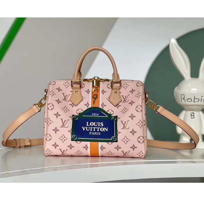 Louis Vuitton LV Women Speedy Bandoulière 25 Handbag Beige Ocher Monopaname Coated Canvas (7)