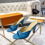 Louis Vuitton LV Women Super Mule Azure Blue Monogram-Debossed Patent Calf Leather 10 CM Heel - Image 5