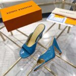 Louis Vuitton LV Women Super Mule Azure Blue Monogram-Debossed Patent Calf Leather 10 CM Heel - Image 7