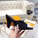 Louis Vuitton LV Women Super Mule Black Strass Leather Outsole 10 CM Heel - Image 8