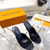 Louis Vuitton LV Women Super Mule Black Strass Leather Outsole 10 CM Heel (8)