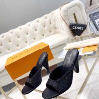 Louis Vuitton LV Women Super Mule Black Strass Leather Outsole 10 CM Heel (8)