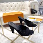 Louis Vuitton LV Women Super Mule Black Strass Leather Outsole 10 CM Heel - Image 3