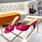Louis Vuitton LV Women Super Mule Fuchsia Monogram-Debossed Patent Calf Leather 10 CM Heel - Image 5