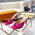 Louis Vuitton LV Women Super Mule Fuchsia Monogram-Debossed Patent Calf Leather 10 CM Heel - Image 6