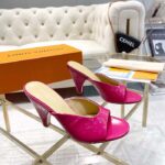 Louis Vuitton LV Women Super Mule Fuchsia Monogram-Debossed Patent Calf Leather 10 CM Heel - Image 3