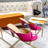 Louis Vuitton LV Women Super Mule Fuchsia Monogram-Debossed Patent Calf Leather 10 CM Heel (2)