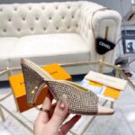 Louis Vuitton LV Women Super Mule Gold Strass Leather Outsole 10 CM Heel - immagine 7