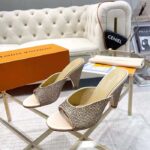 Louis Vuitton LV Women Super Mule Gold Strass Leather Outsole 10 CM Heel - immagine 4