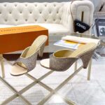 Louis Vuitton LV Women Super Mule Gold Strass Leather Outsole 10 CM Heel - immagine 5