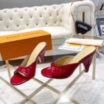 Louis Vuitton LV Women Super Mule Red Monogram-Debossed Patent Calf Leather 10 CM Heel - Image 5