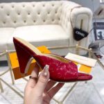 Louis Vuitton LV Women Super Mule Red Monogram-Debossed Patent Calf Leather 10 CM Heel - Image 8