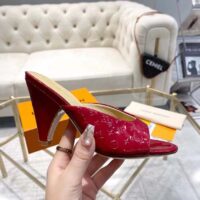 Louis Vuitton LV Women Super Mule Red Monogram-Debossed Patent Calf Leather 10 CM Heel (9)