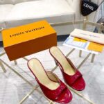 Louis Vuitton LV Women Super Mule Red Monogram-Debossed Patent Calf Leather 10 CM Heel - Image 4
