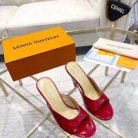 Louis Vuitton LV Women Super Mule Red Monogram-Debossed Patent Calf Leather 10 CM Heel (9)