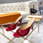 Louis Vuitton LV Women Super Mule Red Monogram-Debossed Patent Calf Leather 10 CM Heel - Image 6